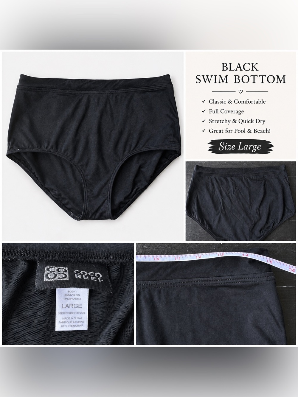 Coco Reef Black Swim Bottom